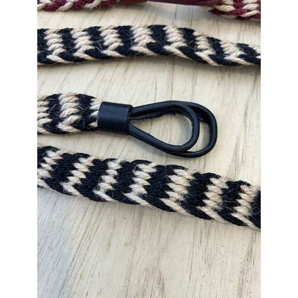 VTG Canvas Braided Hemp Belts 2 Jute Leather Burgundy Black Tan Vegan Organic
